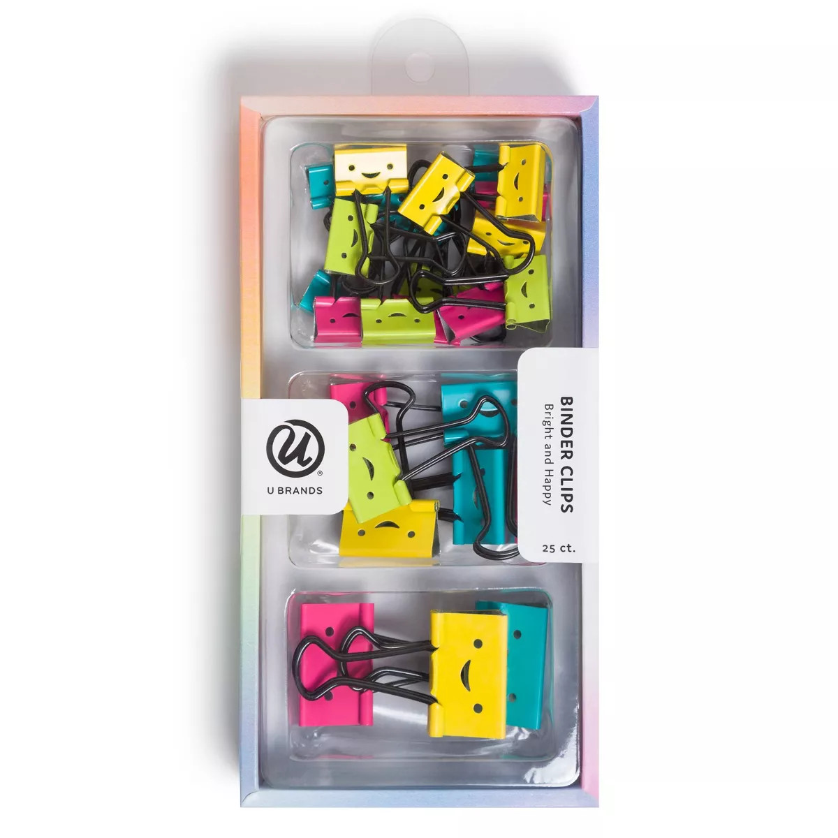 U Brands 25ct Assorted Size Binder Clips Bright and Happy | Target