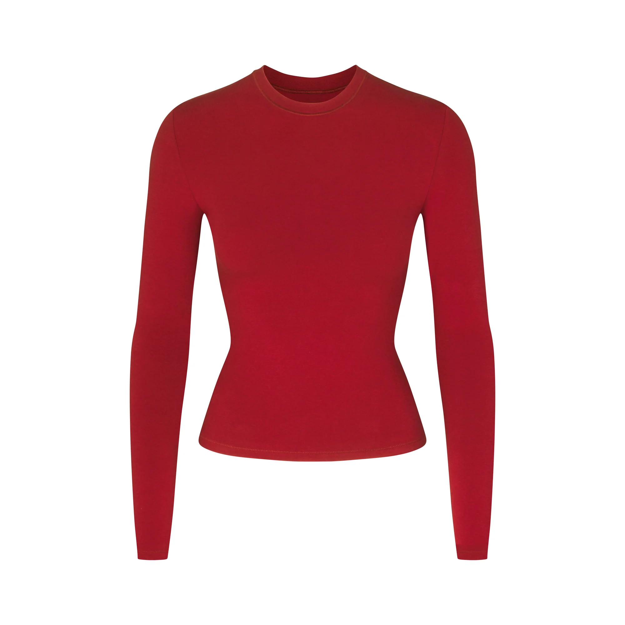 COTTON JERSEY LONG SLEEVE T-SHIRT | BRICK | SKIMS (US)