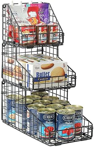 Stackable Wire Baskets for pantry Storage and Organization, 3 Tier Metal Food Packet Organizer, M... | Amazon (US)