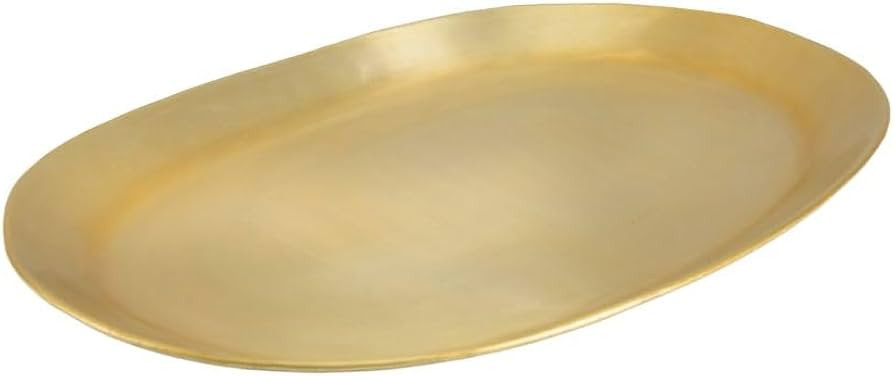 Serene Spaces Living Oval Brass Look Aluminum Tray, Hammered Decorative Metal Tray Use as Holder ... | Amazon (US)