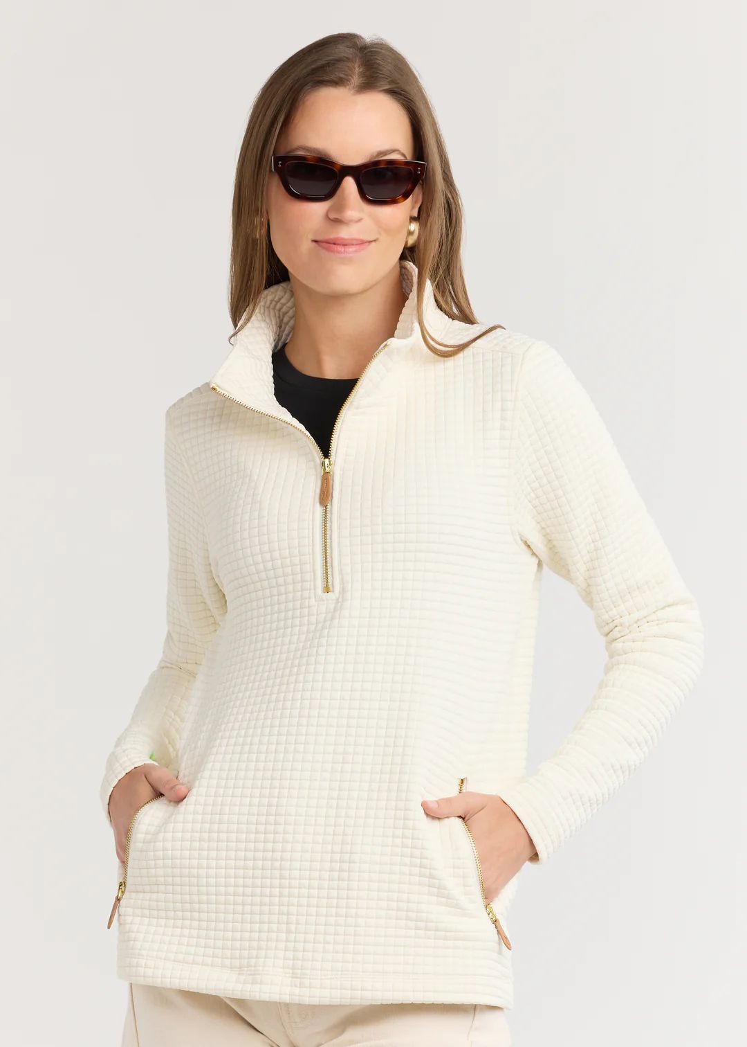 Smith Point Pullover in Waffle (Cream) | Dudley Stephens