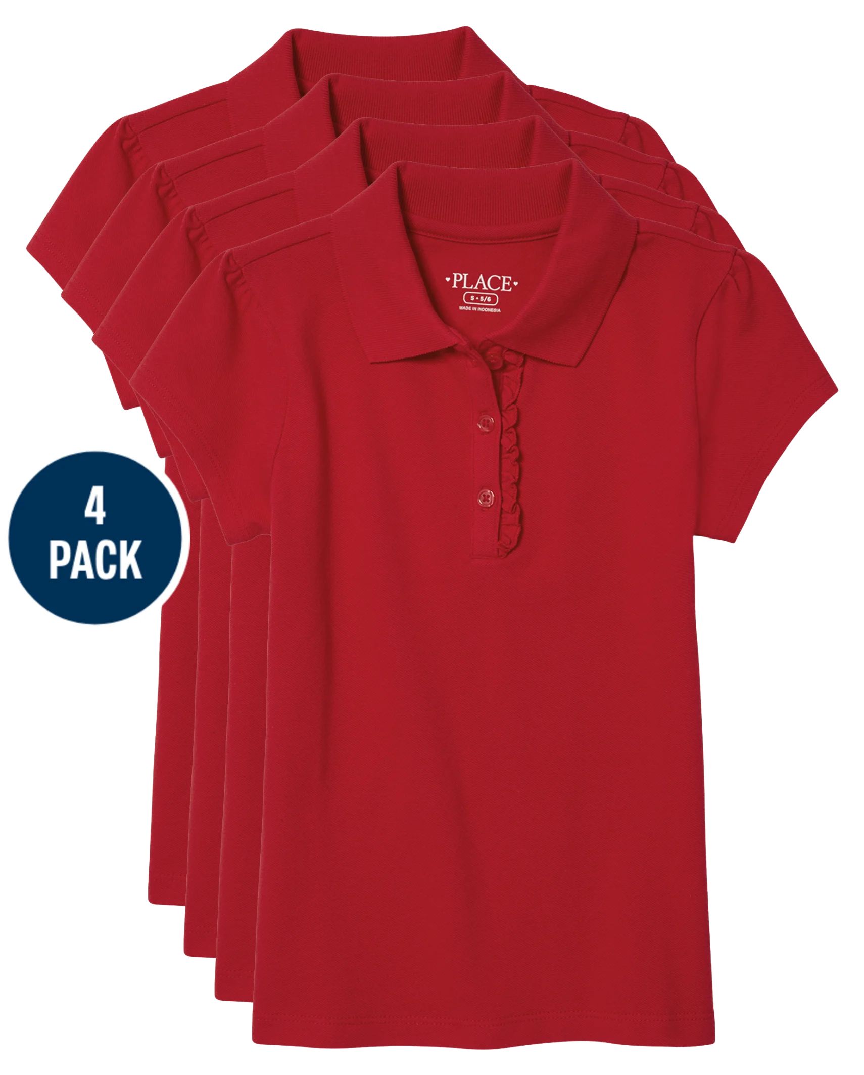 Girls Uniform Ruffle Pique Polo 4-Pack - ruby | The Children's Place