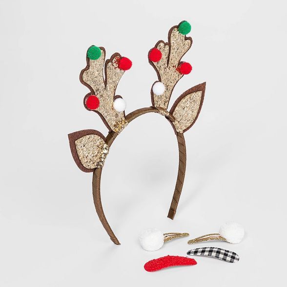 Girls' Reindeer Headband and Clip Set - Cat & Jack™ | Target