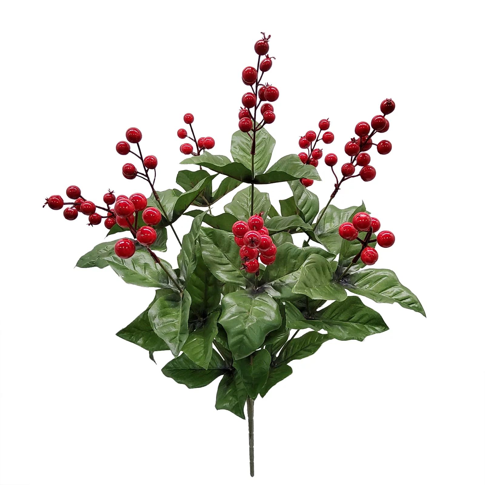 Mainstays Artificial Plant Red Berry Bush With Leaves - Walmart.com | Walmart (US)