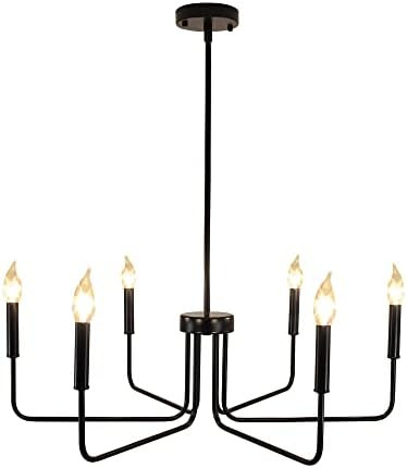 PUZHI HOME Black Chandelier 6 Light, Modern Farmhouse Chandelier for Dining Room Light Fixture In... | Amazon (US)