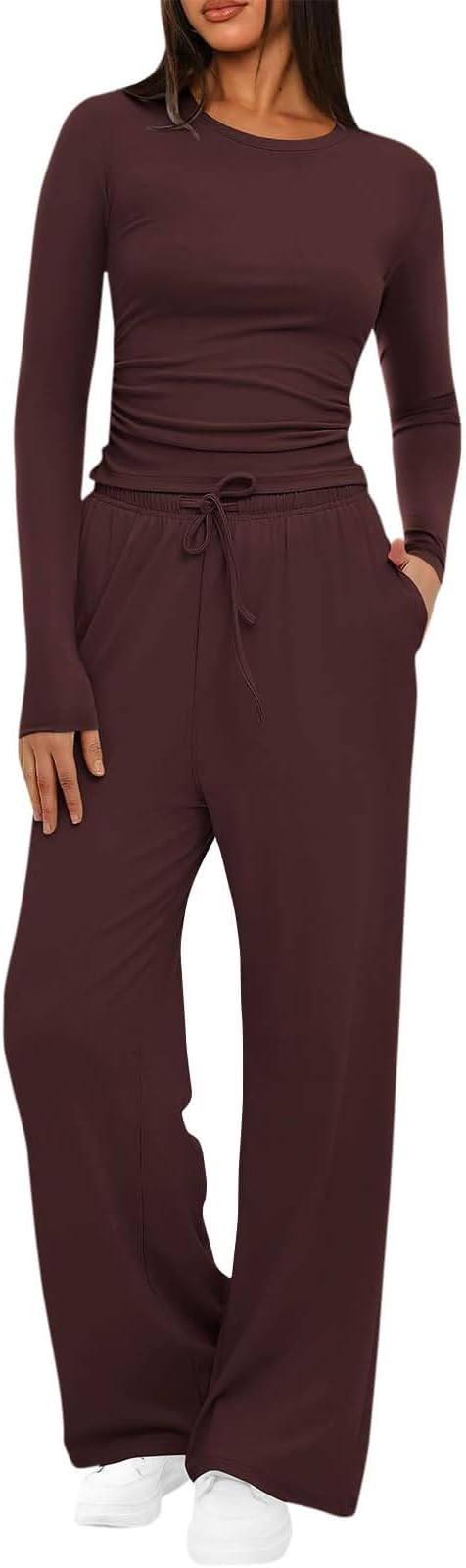 Womens Two Piece Outfits Long Sleeve Lounge Sets for Women Women's Travel Outfits Tracksuit Women... | Amazon (UK)