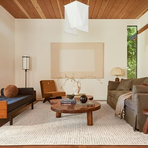 Nuloom Melrose Cream Checkered Hand Tufted Wool Area Rug, 10' x 14' | Amazon (US)
