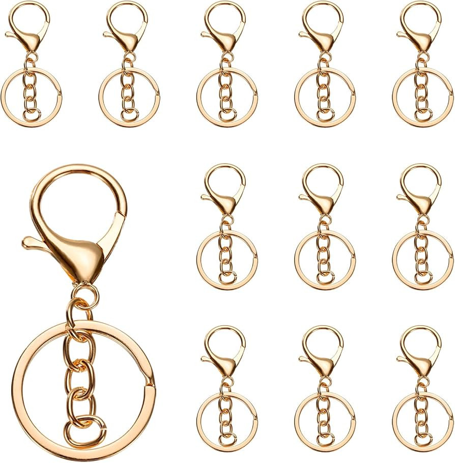 uxcell Lobster Claw Clasps Keychain, 12 Pcs Lobster Claw Clasp Hook with Flat Split Keychain Ring... | Amazon (US)