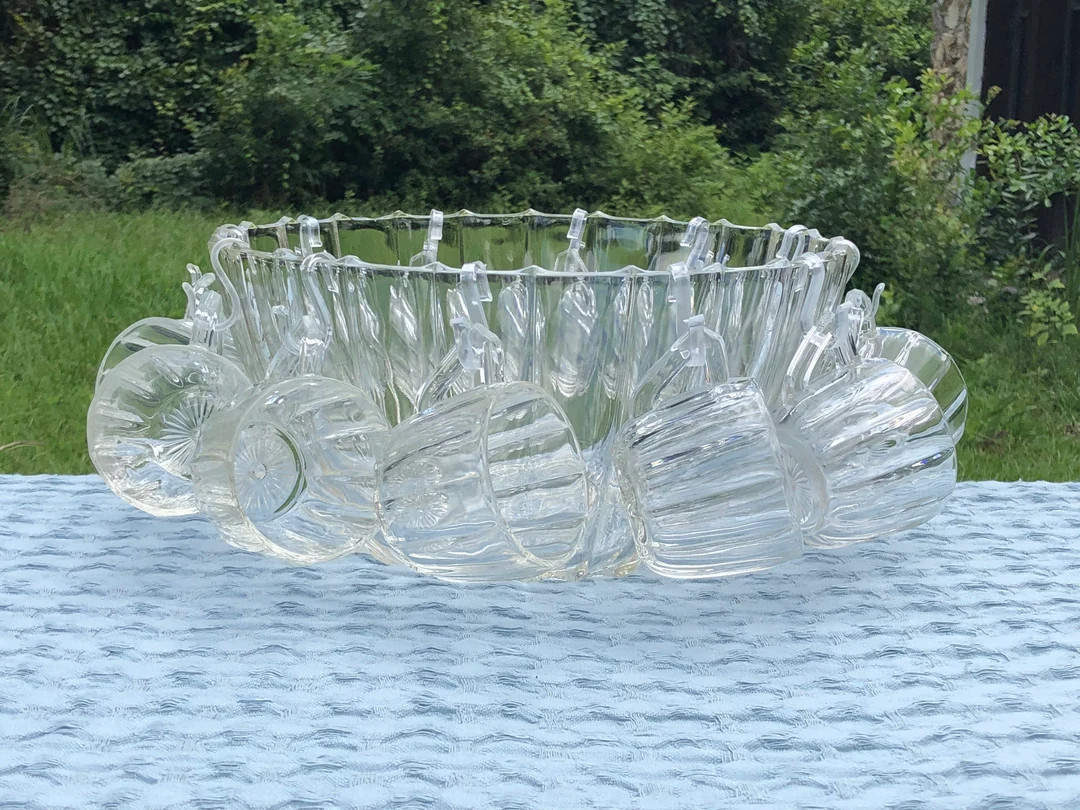 Ribbed Punch Bowl Set | Includes 12 Punch Cups and 12 Hooks - Etsy | Etsy (US)