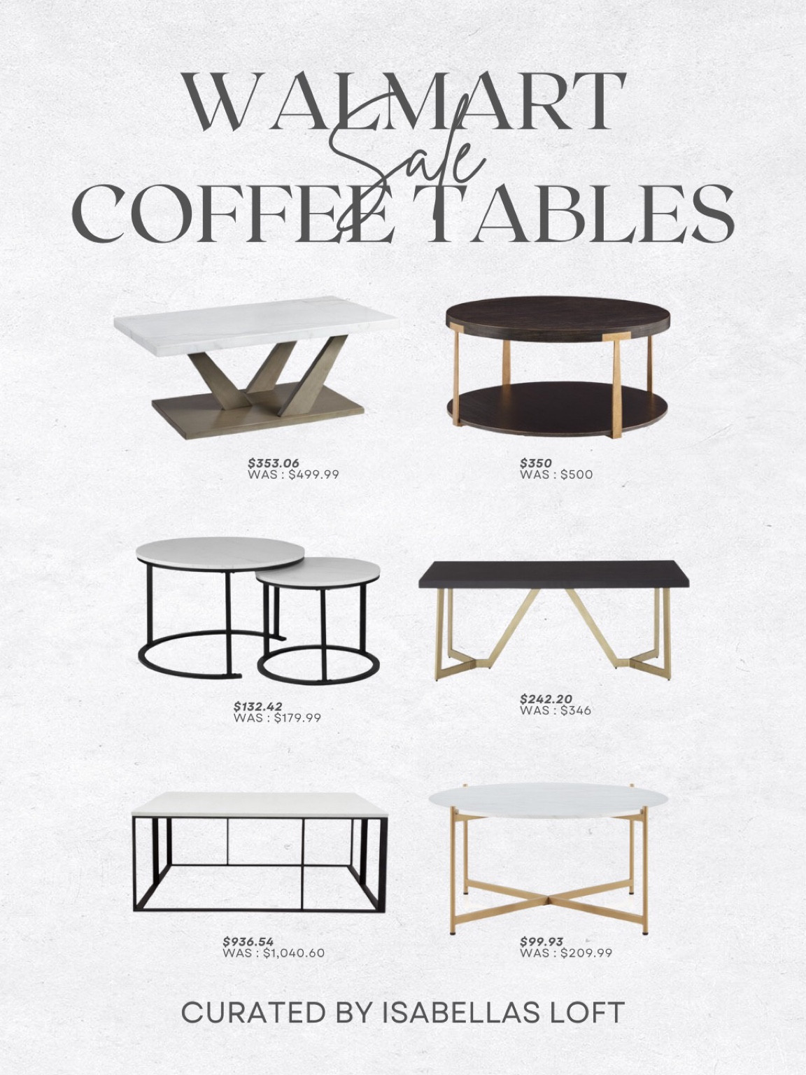 Walmart Coffee Table Sale 

Media Console, Living Home Furniture, Bedroom Furniture, stand, cane bed, cane furniture, floor mirror, arched mirror, cabinet, home decor, modern decor, mid century modern, kitchen pendant lighting, unique lighting, Console Table, Restoration Hardware Inspired, ceiling lighting, black light, brass decor, black furniture, modern glam, entryway, living room, kitchen, bar stools, throw pillows, wall decor, accent chair, dining room, home decor, rug, coffee table 

#LTKhome #LTKsalealert #LTKstyletip