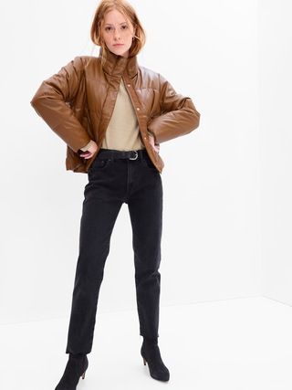 Faux-Leather Puffer Jacket | Gap Factory