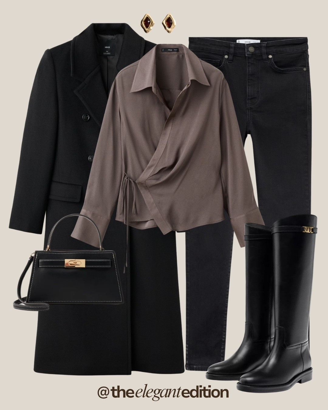 Black riding boots monochrome styling
Tailored coat, taupe wrap top, black jeans

#LTKeurope #LTKstyletip #ridingboots #blackboots #monochromeoutfit 

#LTKstyletip #LTKwinter #LTKeurope