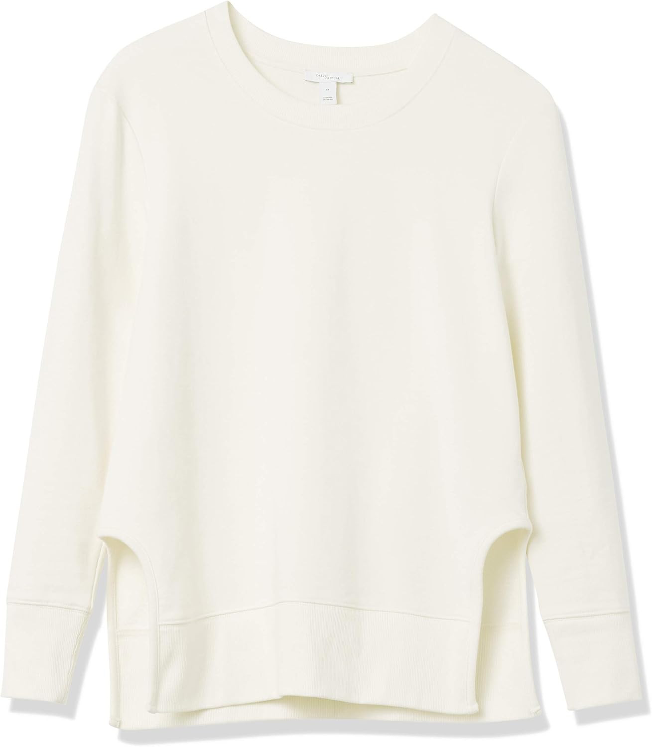 Daily Ritual Women's Long-Sleeve Crewneck Sweatshirt with Side Cutouts | Amazon (US)