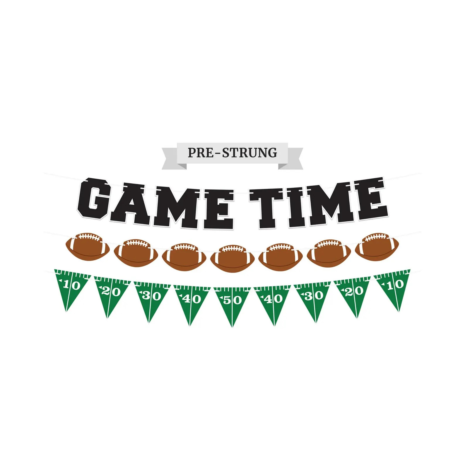 Pre-Strung Game Time Football Banner - NO DIY - Football Party Banner - Pre-Strung Garland on 8 f... | Etsy (US)