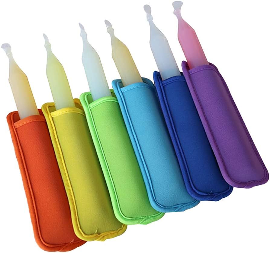 Popsicle Holder Bags Popsicle Sleeves Ice Pop Sleeves Reusable Ice Freezer Protective Cover (6 Pa... | Amazon (US)