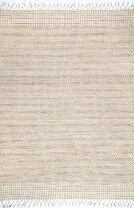 Beige Wool Striped Flatweave Area Rug | Rugs USA