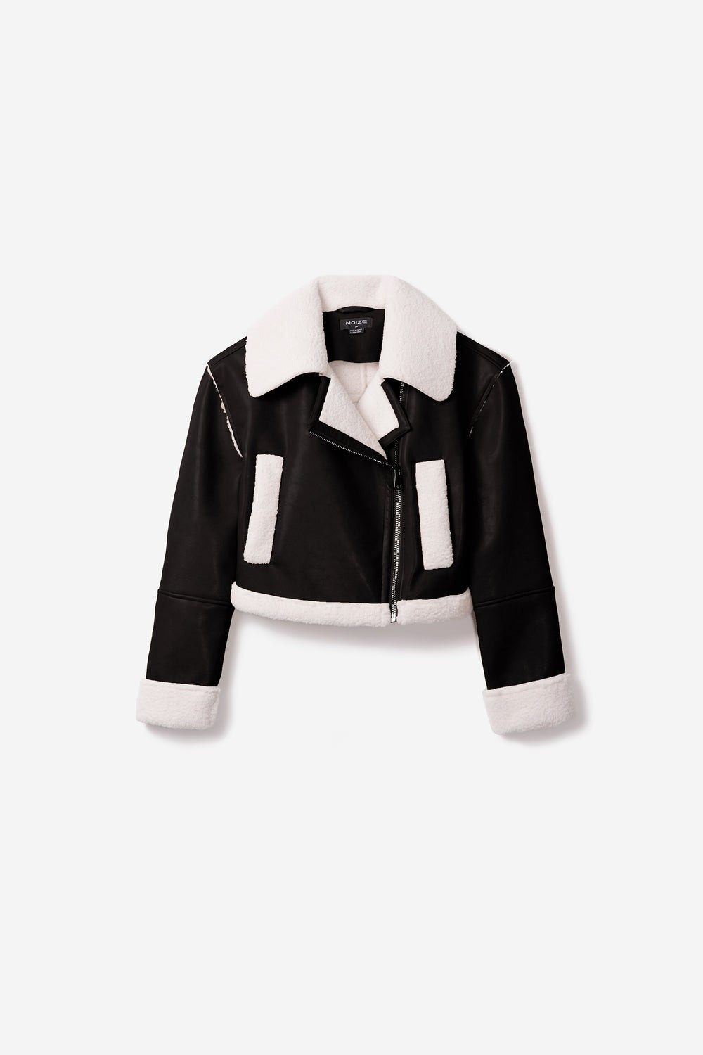 Viveca Cropped Shearling Vegan Leather Jacket | Noize (US)