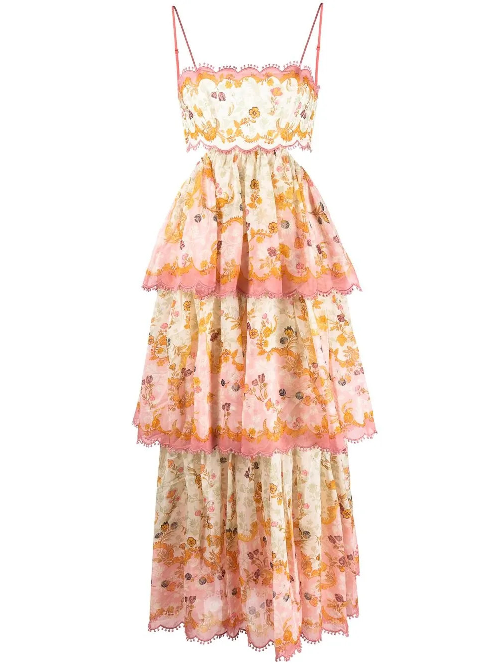 Laurel floral-print tiered midi dress | Farfetch Global