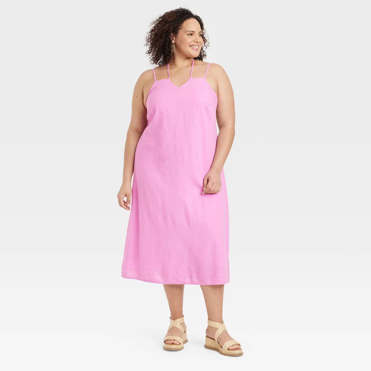 Women's Linen Midi Sundress - Universal Thread™ Pink XXL | Target