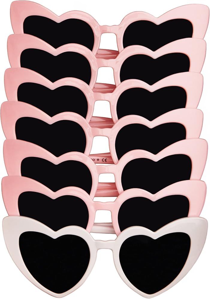 Bachelorette Sunglasses Pink Heart Sunglasses 7 Pack - Heart Shaped Sunglasses Heart Shaped Glasses  | Amazon (US)