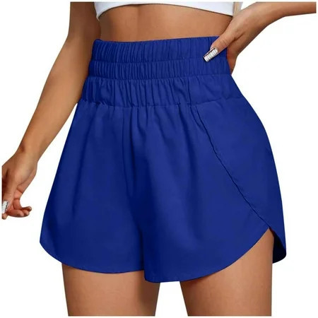 Athletic Shorts for Women Plus Size Womens Casual Running Shorts Workout Elastic Waist Athletic Yoga Pants Sports Pants(Blue S) | Walmart (US)