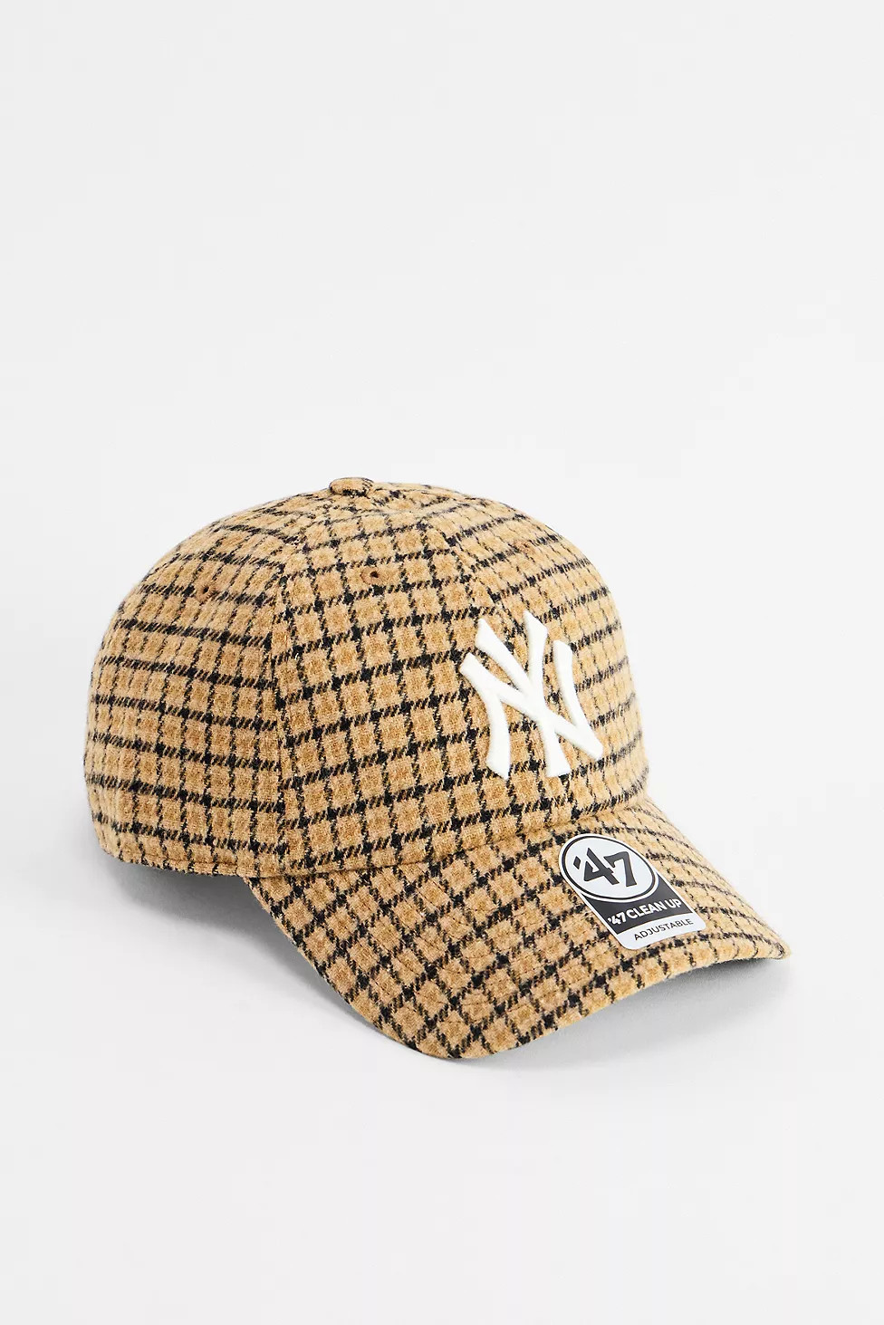 '47 Brand Brown Check NY Yankees Clean Up Cap | Urban Outfitters UK