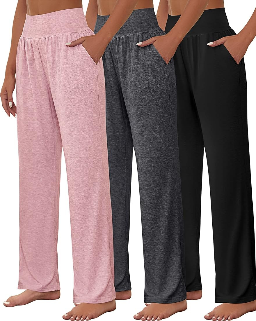 Neer 3 Pcs Women's Wide Leg Yoga Pant Comfy Loose Sweatpants High Waist Lounge Casual Athletic Pa... | Amazon (US)