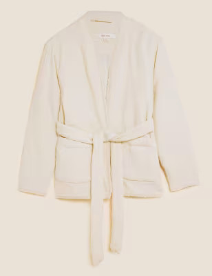 Cotton Rich Textured Belted Jacket | Per Una | M&S | Marks & Spencer (UK)