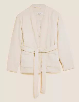 Cotton Rich Textured Belted Jacket | Per Una | M&S | Marks & Spencer (UK)