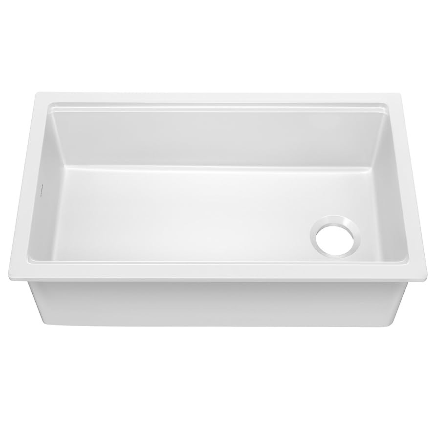 KRAUS Turino 33-inch Fireclay Workstation Drop-In/Undermount Single Bowl Kitchen Sink in Gloss Wh... | Amazon (US)