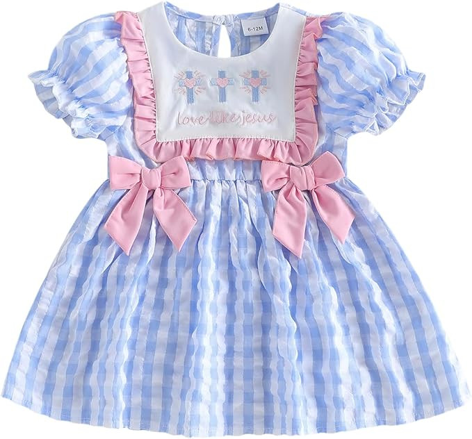 Toddler Baby Girl 100 Day of School Dress Apple Pre K Back to School Clothes Short Sleeve Smocked... | Amazon (US)