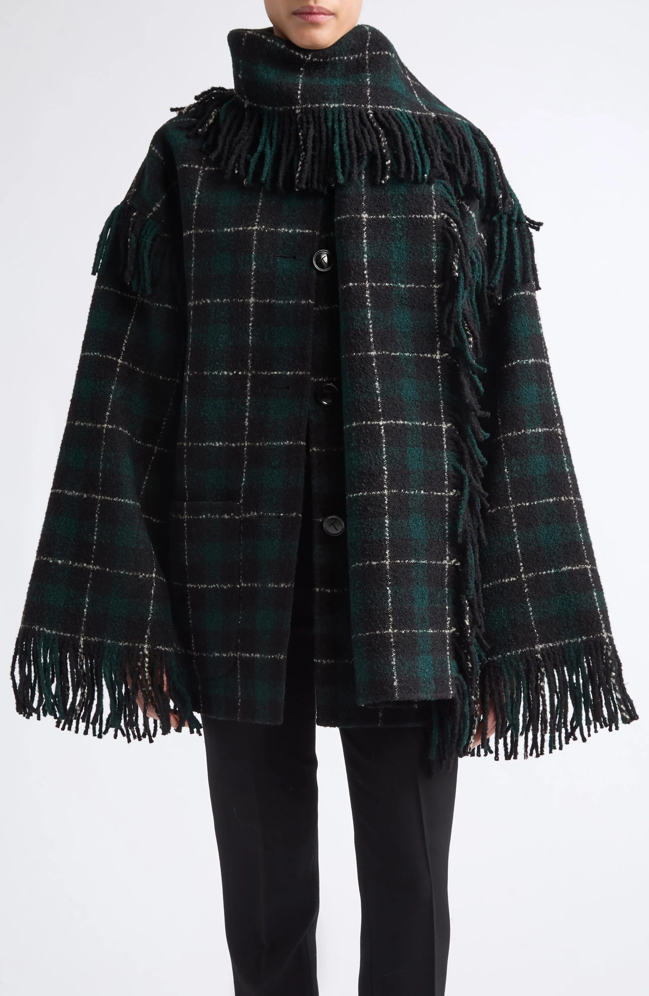 TOTEME Fringed Wool Blend Scarf Jacket (Women) | Nordstrom | Nordstrom