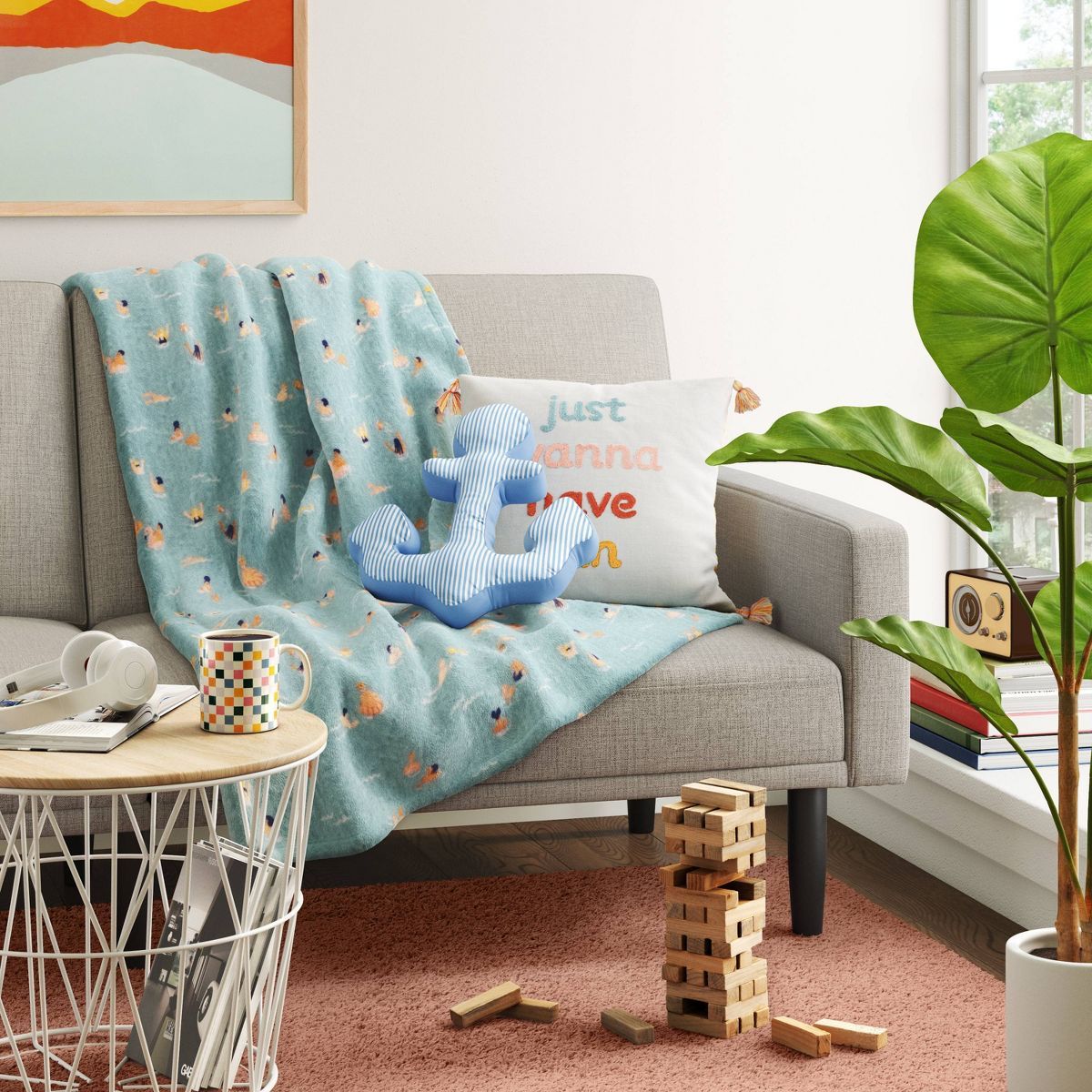 Oversized Beachy Fun Printed Plush (Not Knitted) Throw Blanket - Room Essentials™ | Target