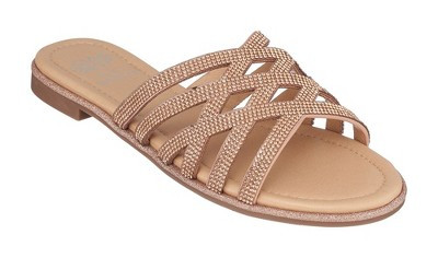 GC Shoes Sage Rose Gold 9.5 Embellished Laser Cut Slide Flat Sandal | Target