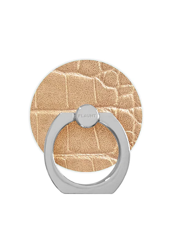 Tan Crocodile Faux Leather Phone Ring | FLAUNT