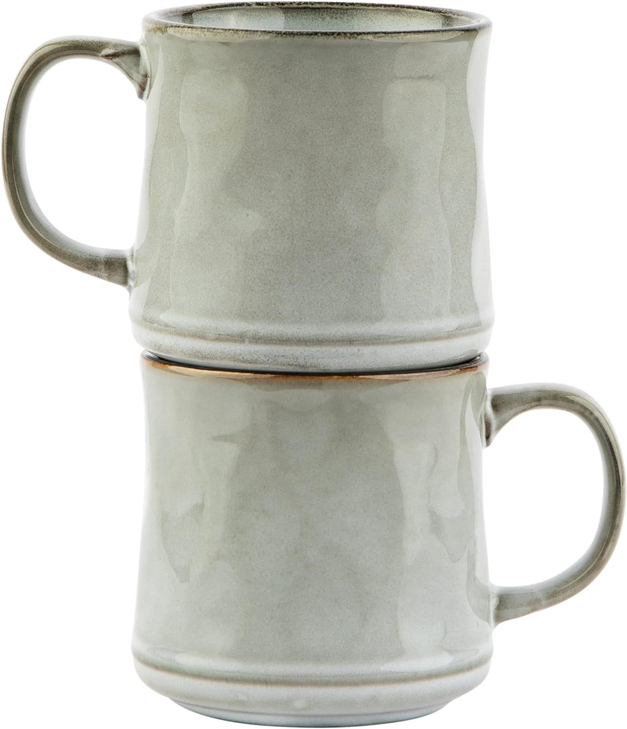 Kook Glazed Coffee Mugs, Ceramic, Microwave & Dishwasher Safe, 15 oz, Java/Slate, Set of 2 (Java/... | Amazon (US)