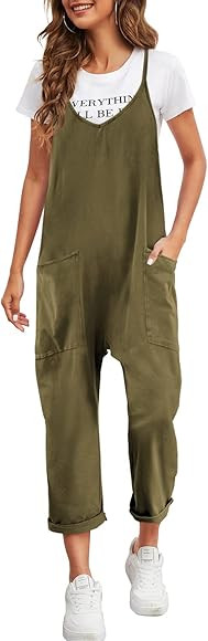 Nirovien Womens Oversized Sleeveless Jumpsuits Spaghetti Strap Loose Overalls with Pocket One Pie... | Amazon (US)