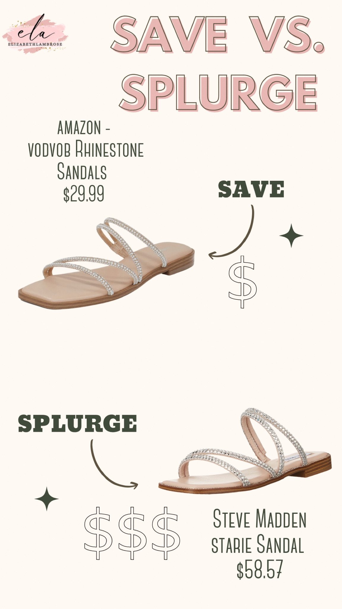 Some good amazon finds tonight! 
A great save vs splurge that look absolutely identical!!
You cant even tell them apart and one pair is almost $30 more!
Hurry and grab a pair!

#amazon #sandals #rhinestone #stevemadden #dupe #steal #savevssplurge #save #splurge #summer

#LTKFind #LTKshoecrush #LTKsalealert