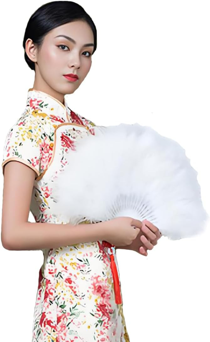 Marabou Feather Fan 20s Vintage Folding Fan Flapper Hand Fan for Halloween Costume Dancing Show T... | Amazon (US)