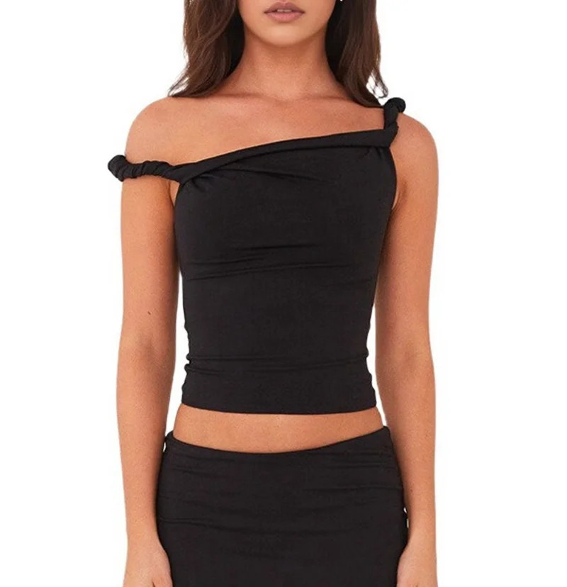 Womens Off the Shoulder Top Sleeveless Slim Fit Stretchy Tank Top Y2k Casual T Shirts Black L | Walmart (US)