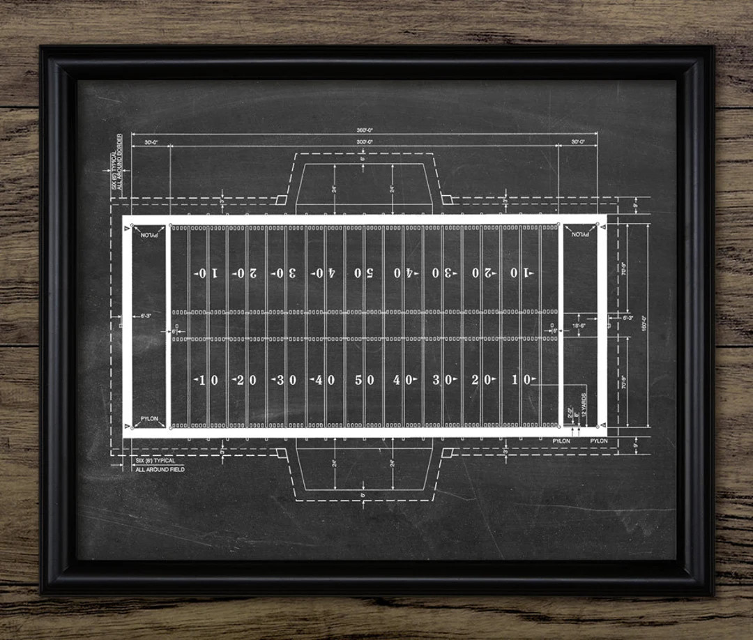 Vintage Football Field Print - American Football Field - American Football - Superbowl Art - Sing... | Etsy (US)