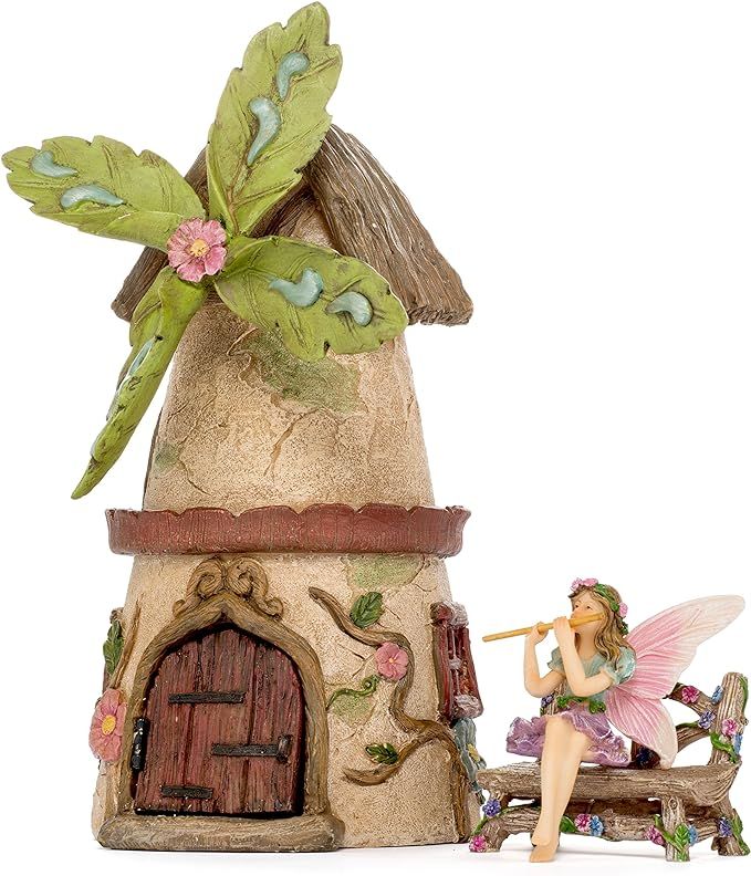 Patio Eden Miniature Fairy Garden House Kit - Mini Fairy Figurines - Indoor or Outdoor 3 Piece Ac... | Amazon (US)