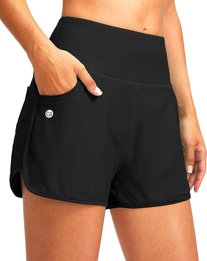 G Gradual Women's 3" High Waisted Swim Board Shorts with Pockets Quick Dry Swimsuit Bottoms Bathi... | Amazon (US)