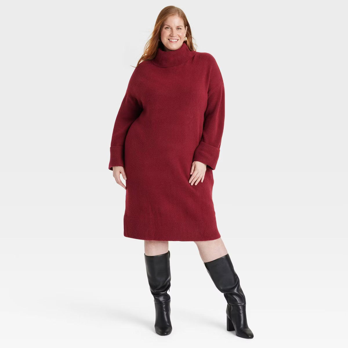 Women's Long Sleeve Cozy Knitted Midi Sweater Dress - Ava & Viv™ | Target