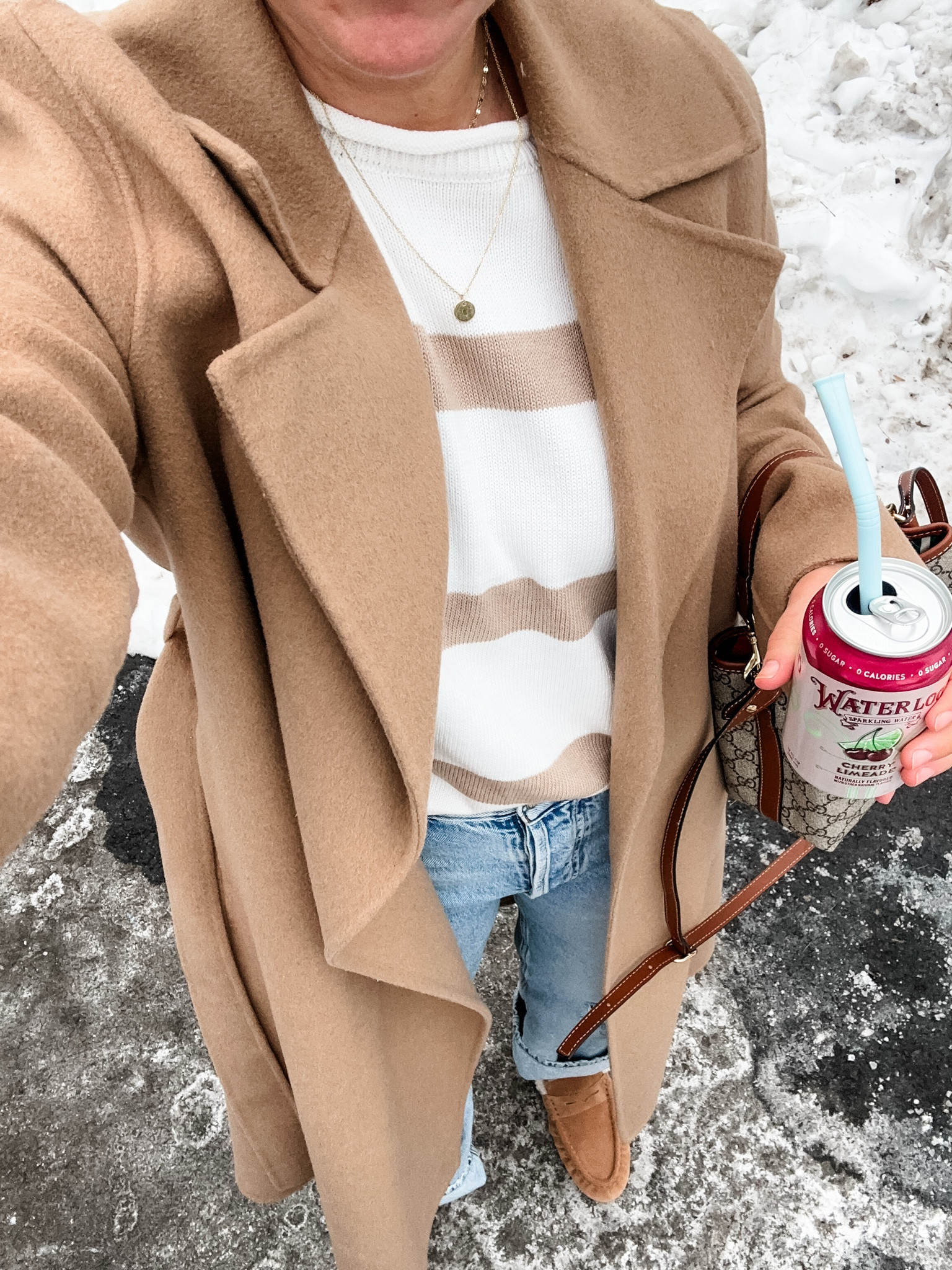 One simple way to romanticize your day and elevate any outfit is to throw on a camel wrap coat. I’m in a medium and the exact coat is linked on poshmark in M and S. Linked similar also…I own the quince one too and wear a medium. 
Medium top and tts 29 regular jeans  

#LTKOver40 #LTKSpringSale #LTKootd