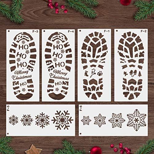 Mocoosy Christmas Stencils for Painting Santa Footprints for Floor, Santa Claus Boot Prints and S... | Amazon (US)