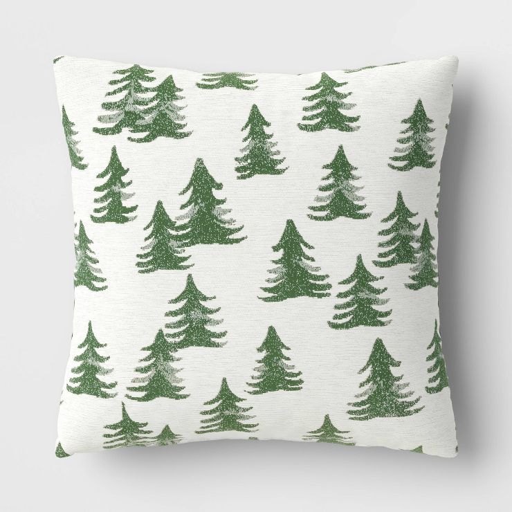 Christmas Tree Square Throw Pillow White/Green - Threshold&#8482; | Target
