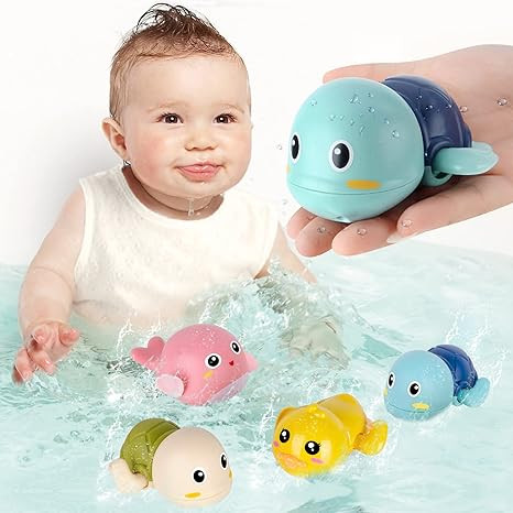Bath Toys, 4 Pack Baby Bath Toys for Toddlers 1-3, Floating Wind-up Toys Swimming Pool Games Wate... | Amazon (US)