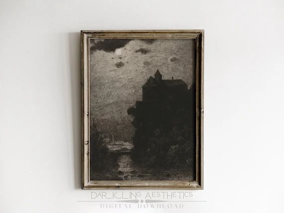 Vintage Moonlit Castle Print | Moody Dark Victorian Halloween Printable Wall Art | Dark Academia ... | Etsy (CAD)