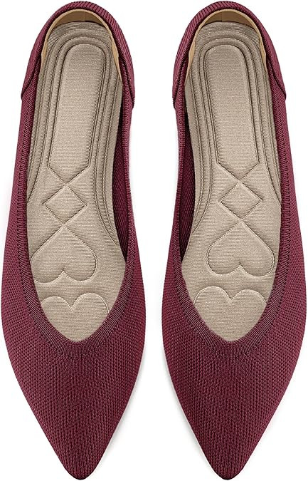 HARENCE Women's Flats Ballet Shoes: Comfortable Pointed Toe Soft Knit Flat Casual Slip On Work Dr... | Amazon (US)